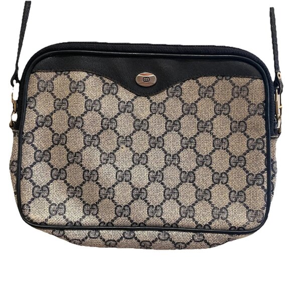 VTG GUCCI PVC Leather GG Supreme Crossbody Shoulder Bag Black Serial 89-02-068 - Picture 2 of 13